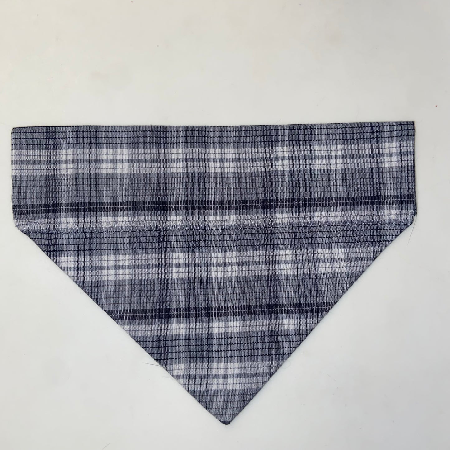 Grey Plaid Slip-on Bandana - cotton