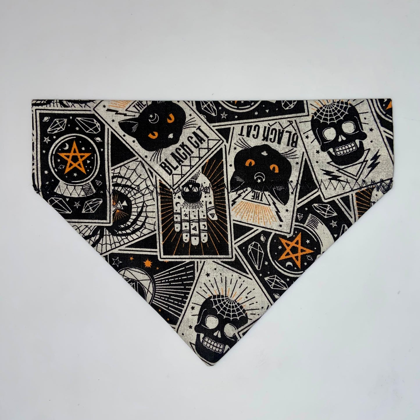 Skull, Black Cat, Crystal Ball Slip-on Bandana - cotton