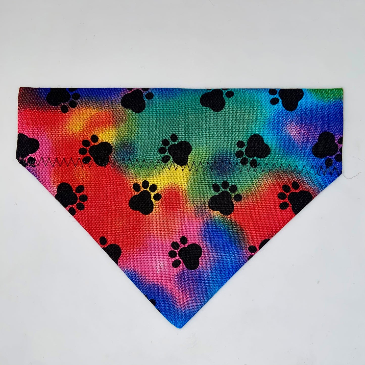 Multi-color Black Paw Print Slip-on Bandana - cotton