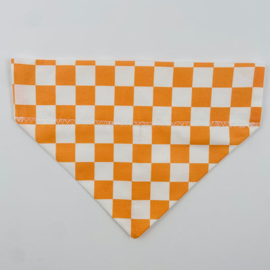 Orange Checkerboard Slip-on Bandana - cotton