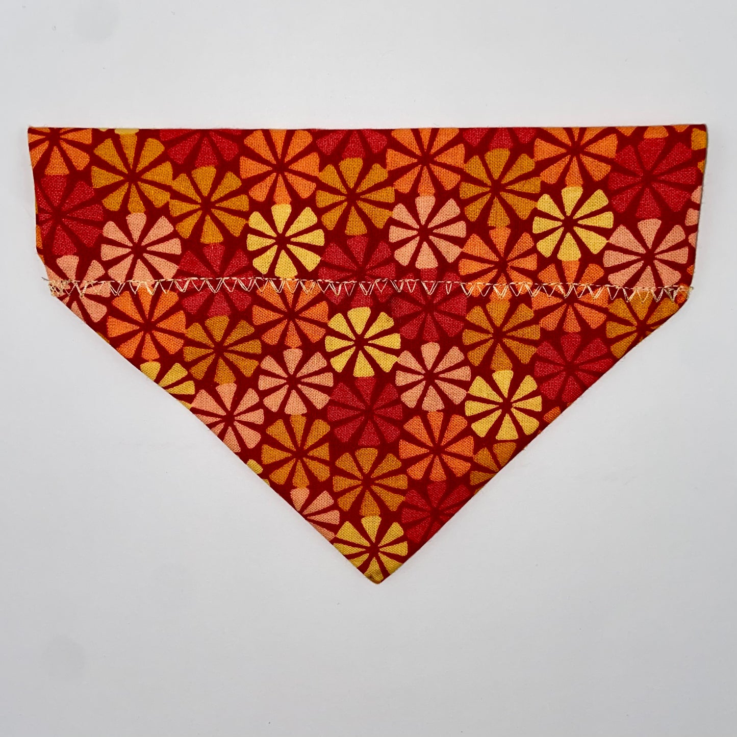 Orange & Red Flowers Slip-on Bandana - cotton