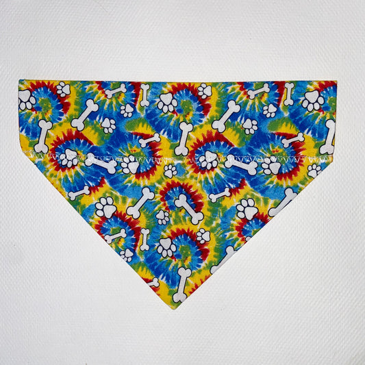 Multicolor Tie Dye with Bones Slip-on Bandana - cotton